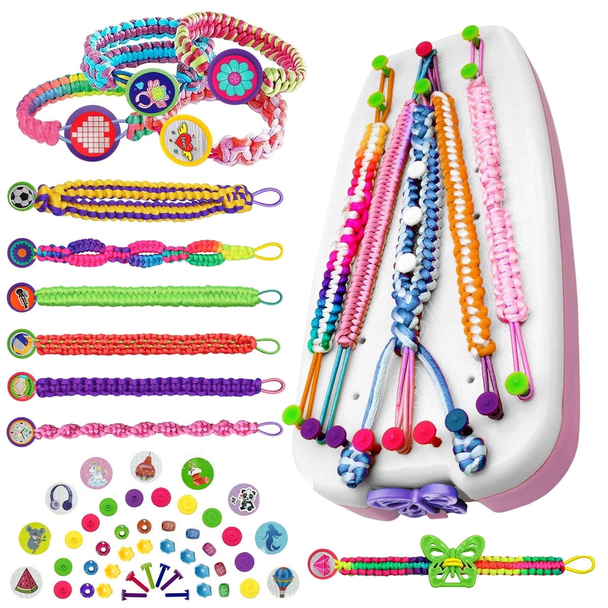 Rirool Friendship Bracelet Making Kit for Girls 8-12, DIY Jewelry Craft Set with Braiding Loom, Color Threads, Stickers and Accessories, Creative Bracelet Maker Gift for Kids and Teens