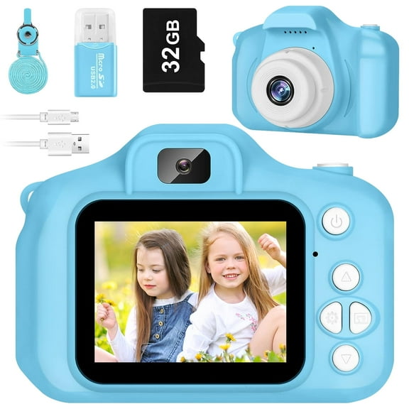 Rirool HD Kids Digital Camera for Girls 3-12, 13MP Video & Photo Camera with 32GB SD Card, Selfie Camera for Toddlers, Best Birthday Gift for 3-10 Year Old Girls (Blue)