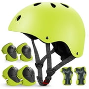 Rirool Kids Bike Helmet & Protective Gear Set - Ages 8-14 Boys Girls - Skateboard Cycling Scooter Rollerblading - Green