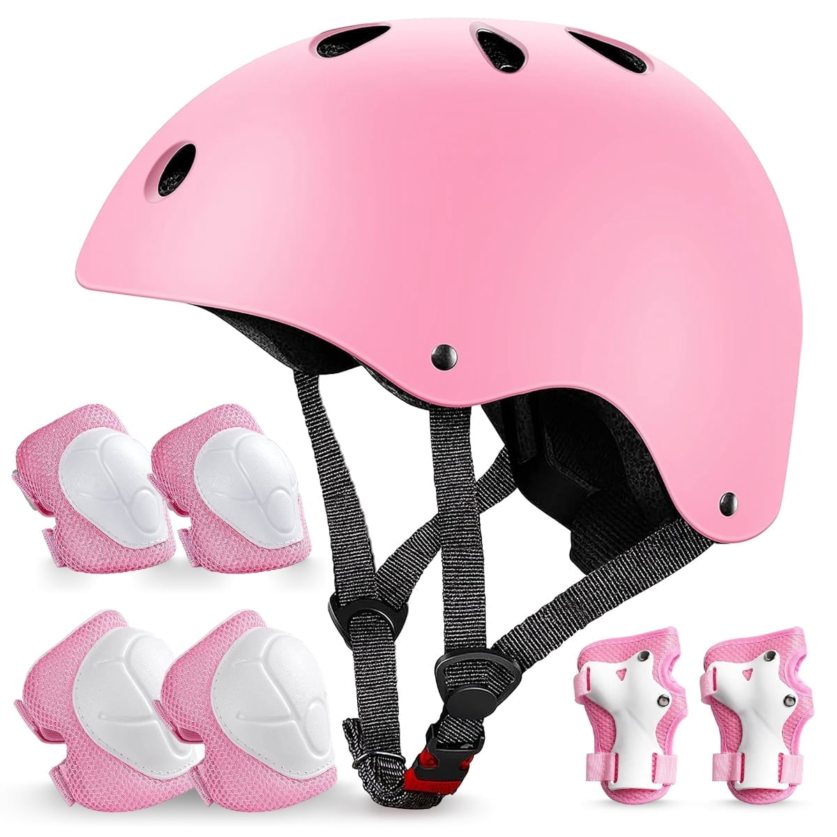Rirool Kids Bike Helmet & Protective Gear Set - Ages 8-14 Boys Girls - Skateboard Cycling Scooter Rollerblading - Pink
