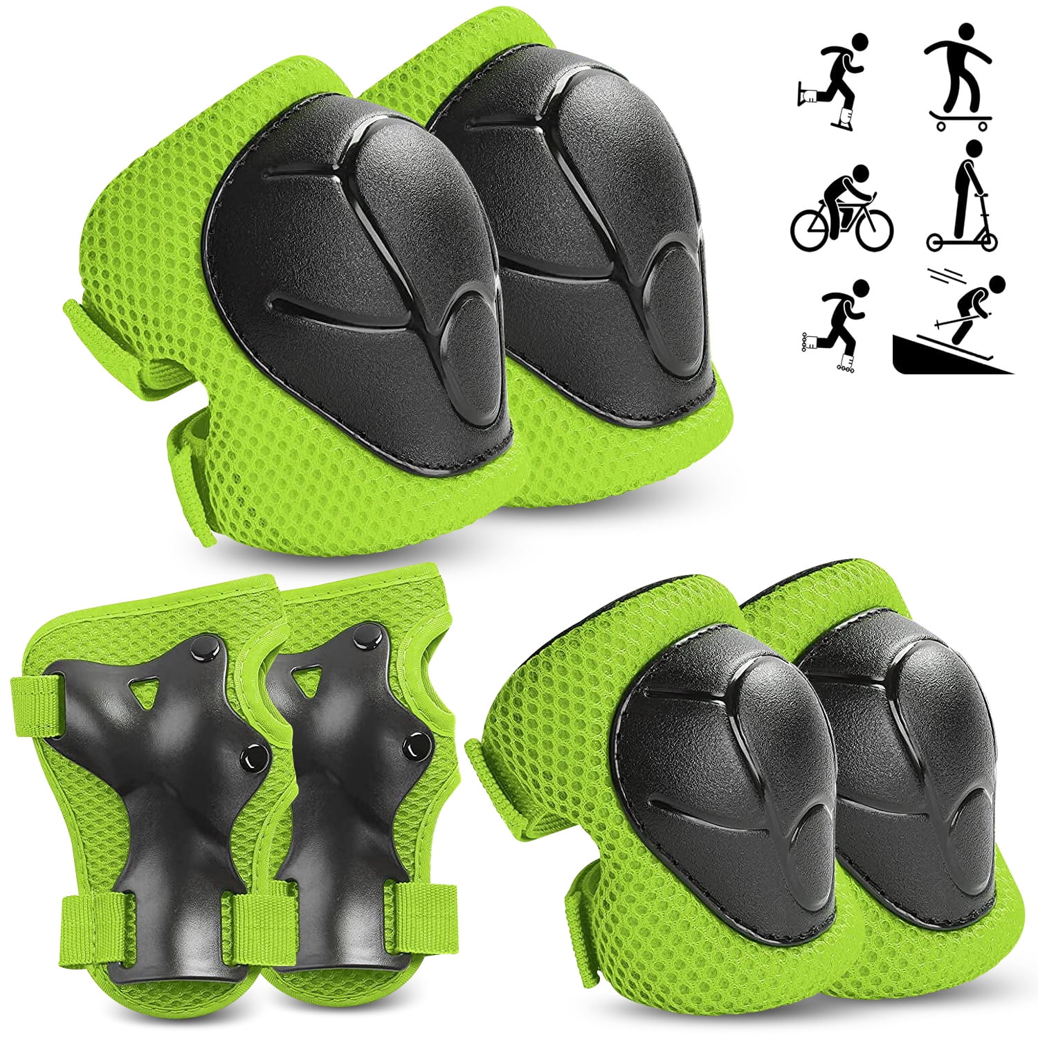 Rirool Kids Protective Gear Set Knee Pads, Elbow Pads, and Wrist