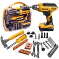 thumbnail image 1 of Rirool Kids Tool Set with Electronic Drill - 37pc Pretend Play Construction Toys for Toddlers 3-6, Toolbox, Hammer, Screwdriver & Wood Blocks, 1 of 6