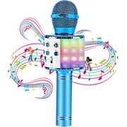 Rirool Kids Wireless Karaoke Microphone with LED Lights - Portable Handheld Mic Speaker for Home KTV, Birthday Party, and Music Singing