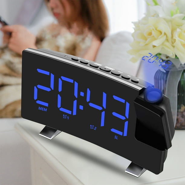 Rirool LED Alarm Clock with Projection, Digital Clock Radio for Bedroom