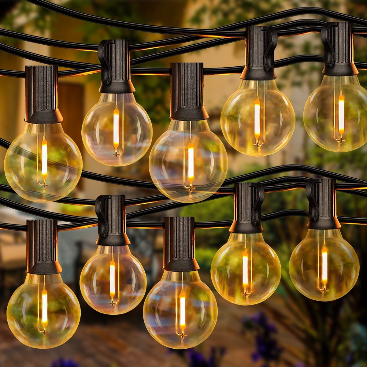 Rirool LED Waterproof Hanging Lights, Outdoor Patio Lights String with 27 Shatterproof Bulbs, Connectable G40 Globe String Lights for Backyard Porch Balcony Party, E12 Socket