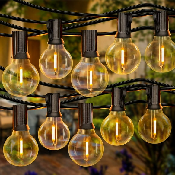 Rirool LED Waterproof Hanging Lights, Outdoor Patio Lights String with 27 Shatterproof Bulbs, Connectable G40 Globe String Lights for Backyard Porch Balcony Party, E12 Socket