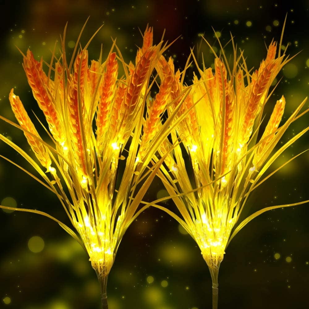 Rirool LED Wheat Ear Solar Lights for Outside, Waterproof Garden Stake Lights, Outdoor Decor Lamp for Patio Backyard Pathway - 2 Pack