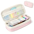 thumbnail image 1 of Rirool Large Capacity Pencil Case, Expandable Pencil Pouch Big Pen Bag for School Supplies with Zipper, Deformable Organizer for Teen Girls Boys, Pink, 1 of 7