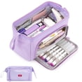 thumbnail image 1 of Rirool Large Capacity Pencil Case, Wide Opening Pencil Pouch with Clear Window, Zipper Pen Bag for School Supplies, Teen Girls Boys, Purple, 1 of 7