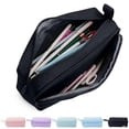 thumbnail image 1 of Rirool Large Capacity Pencil Case with Initial Letter, Expandable Pencil Pouch with Zipper, Cute Aesthetic Pen Bag for School Supplies, Kids Teen Girls Adults Black, 1 of 7