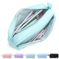 thumbnail image 1 of Rirool Large Capacity Pencil Case with Initial Letter, Expandable Pencil Pouch with Zipper, Cute Aesthetic Pen Bag for School Supplies, Kids Teen Girls Adults Green, 1 of 7