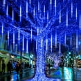 thumbnail image 1 of Rirool Meteor Shower Rain Lights, Valentine Lights 50cm 10 Tubes 540 LED Icicle Snow Falling Christmas Lights Outdoor Raindrop Lights, Xmas Wedding Party Tree Holiday Decoration, Blue, 1 of 7