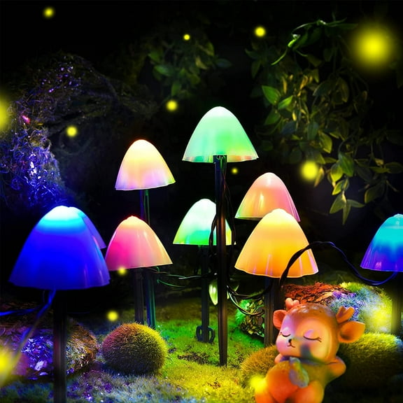Rirool Mushroom Solar Lights, 8 Modes 12 LED Outdoor Waterproof Solar Garden Lights, Color Mushroom Solar Lights Landscape Pathway Lights