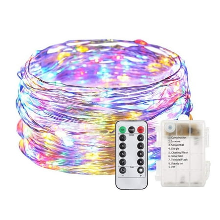 Rirool Outdoor 33ft LED Light Rope - Battery Operated Waterproof IP65 String Lights with Remote, 8 Modes - for Christmas, Garden, Wedding, Party Décor
