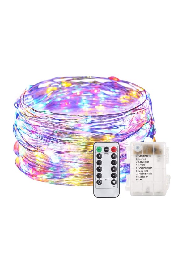 Outdoor 33ft LED Light Rope - Battery Operated Waterproof IP65 String Lights with Remote, 8 Modes - for Christmas, Garden, Wedding, Party Dcor