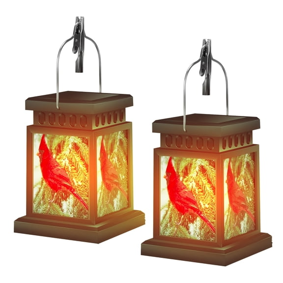 Rirool Hanging Solar Lanterns Outdoor, LED Decorative Solar Cardinal Lights, Waterproof Landscape Hanging & Tabletop Lanterns for Garden Patio Yard, 2 Pack
