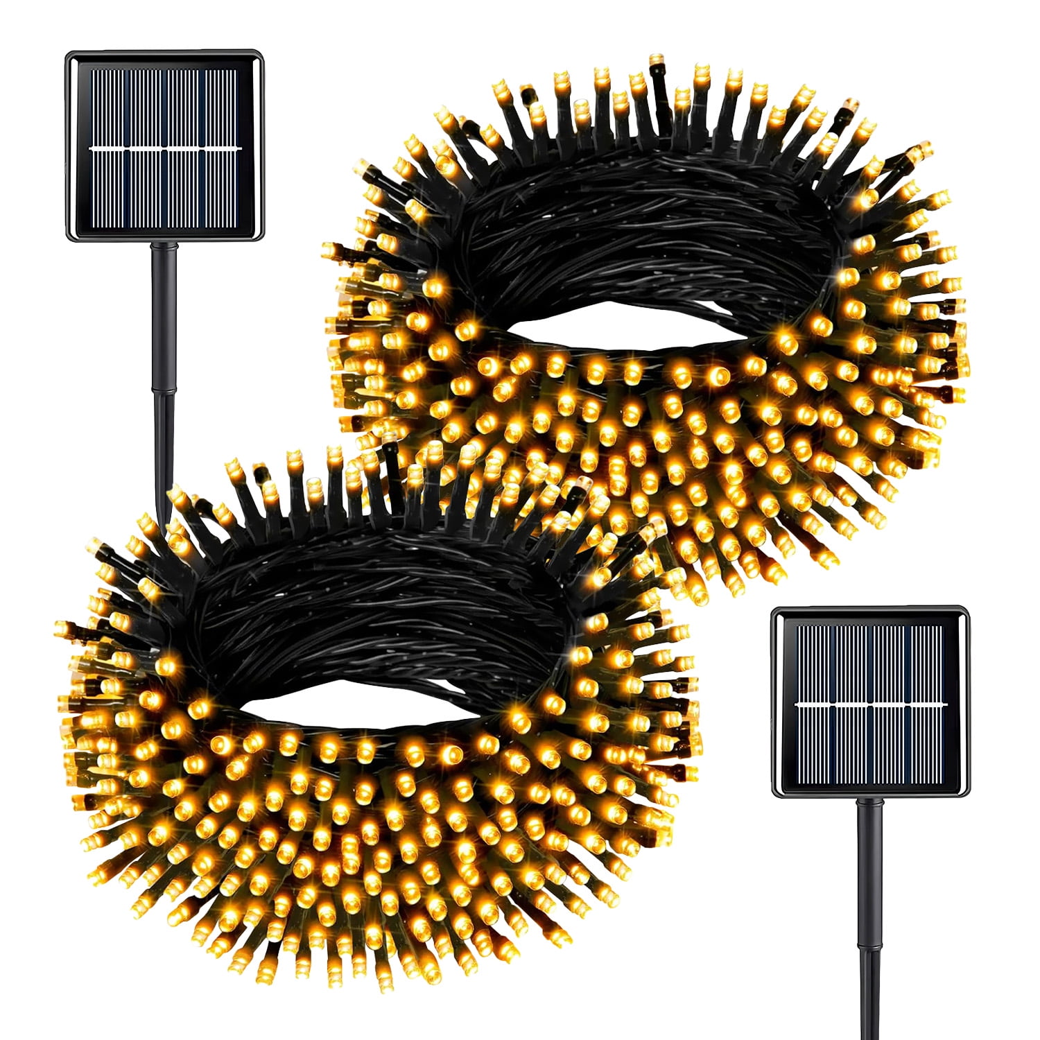 Rirool Outdoor Solar String Lights 2Pack 39ft 100 LED Waterproof