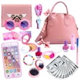 thumbnail interactive-video image 1 of Rirool Princess Themed Play Purse - 31 Piece Toy Set with Handbag, Pretend Makeup, Smartphone, and More - Perfect for Girls' Role-Playing - Ages 3-8+, 1 of 9