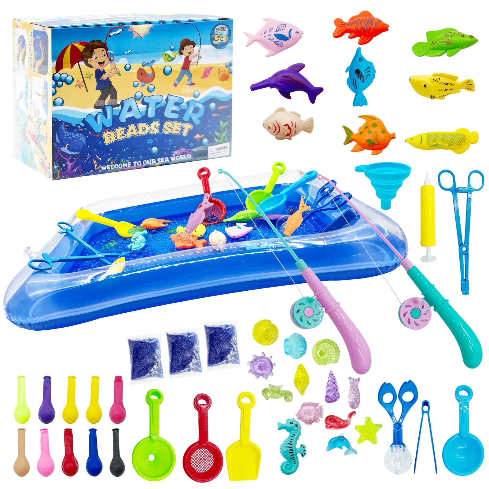 Rirool Sensory Water Beads Toys NonToxic Set for Kids 30,000 Blue