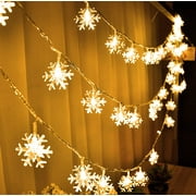 Rirool Snowflake String Lights - 20FT, 40 LED, Battery Operated, Waterproof Fairy Lights for Bedroom, Patio, Garden, Party, Home Xmas Decor - Indoor/Outdoor Christmas Tree Decoration