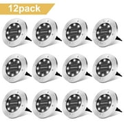 Rirool 12-Pack Solar Ground Lights, Waterproof Outdoor Garden LED Pathway Lights, Energy-Saving In-Ground Landscape Lighting for Yard, Lawn, Patio, Walkway - Cool White