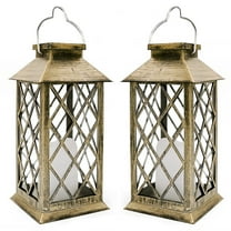 Rirool Solar Lantern, Outdoor Garden Hanging Lantern, PVC Waterproof LED Flickering Flameless Candle Lantern , for Patio Courtyard Garden (2Pack)