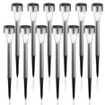 thumbnail image 1 of Rirool Solar Pathway Lights Outdoor Waterproof 12 Pack, Solar Powered Garden Stake Lights for Patio Walkway Driveway Yard Lawn Landscape Decor, Cool White, 1 of 8