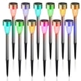 thumbnail image 1 of Rirool Solar Pathway Lights Outdoor Waterproof 12 Pack, Solar Powered Garden Stake Lights for Patio Walkway Driveway Yard Lawn Landscape Decor, Multicolor, 1 of 8