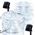 thumbnail image 1 of Rirool Solar Rope Lights Outdoor Waterproof 2 Pack, 66ft 200 LED White String Lights with 8 Modes, Flexible Clear Tube Fairy Lights Auto On/Off for Garden Patio Fence, 1 of 8
