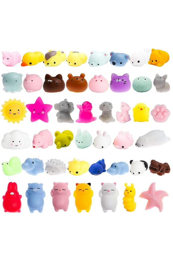 Squishy Toys Party Favors for Kids - 36-Pack Mini Mochi Squishies, Stress Reliever, Pinata Filler, Unicorn, Cat, Pug, Panda Plushies