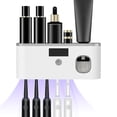 thumbnail image 1 of Rirool Wall-Mounted Toothbrush Holder with Automatic Toothpaste Dispenser, 5 Brush Slots, 5-Minute Timer, USB Rechargeable, Adhesive Bathroom Storage Shelf, White, 1 of 7