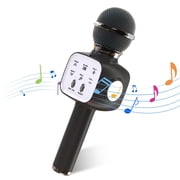 Rirool Wireless Karaoke Microphone with LED Lights - Portable Handheld Mic Speaker for Kids & Adults, Bluetooth Speaker, Recording Function, Black