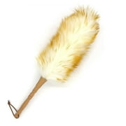 Rirool Wooden Handle Wool Duster - Flexible Head - 18.9 inches Long - Natural Feather Duster for Cleaning Screen, Furniture, Ceiling Fans