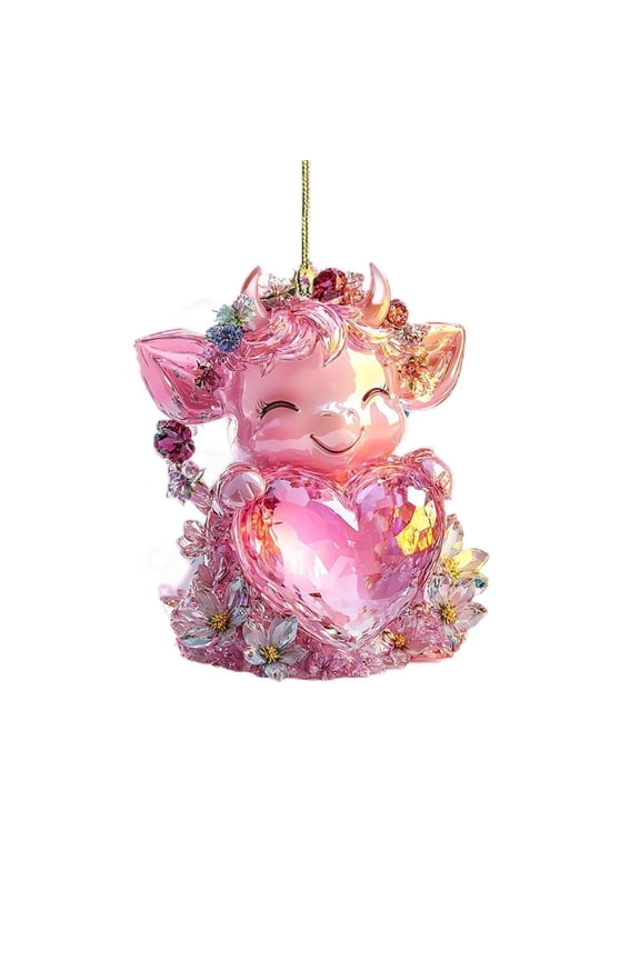 Acrylic Keychain, Cute Cow Design Car Accessory, Small Bag Charm, Decorative Backpack Pendant, for Keys or Rearview Mirror