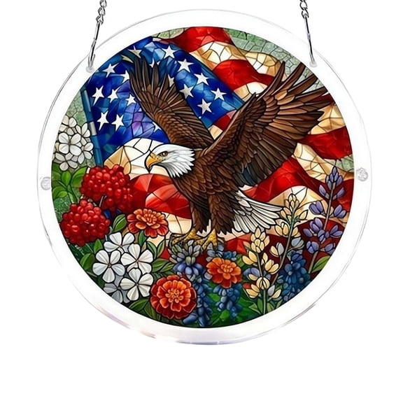 Rirozkan Acrylic Puzzle Window Panel, Independence Day Sunshade Hanging Plate for Home UV Blocking