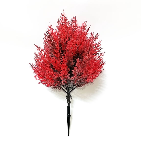 Rirozkan Artificial Cedar Bush, 17 in Red Leaf Picks, Faux Greenery Stems for Outdoor Planters, UV Resistant Garden Arrangements, Fake Tree Branches, for Patio and Cemetery