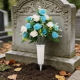 thumbnail image 1 of Rirozkan Artificial Flowers, Bucket Memorial Grave Arrangement, Red Rose Silk Bouquet, Fake Floral Spray for Headstone, All Saints Day, Holiday Decor, 1 of 6