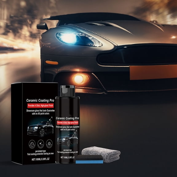 Rirozkan Automotive Ceramic Shield Kit, 3.4 fl oz Nano Coating with Cloth and Sponge for a Fast Glass-Like Effect Repair