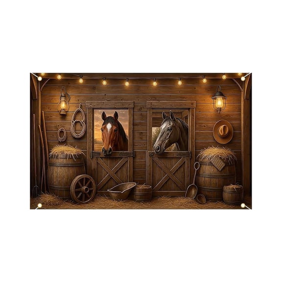 Rirozkan Backdrop, Western Cowboy Retro Banner, 13x6 Ft Party Decor Cloth, Photography Background for Garage Door, Indoor and Outdoor Wall Covering for Themed Events, E