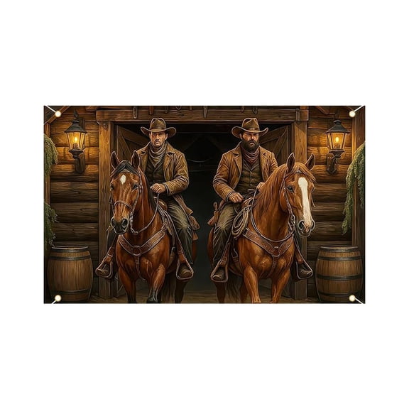 Rirozkan Backdrop, Western Cowboy Retro Banner, 13x6 Ft Party Decor Cloth, Photography Background for Garage Door, Indoor and Outdoor Wall Covering for Themed Events, C