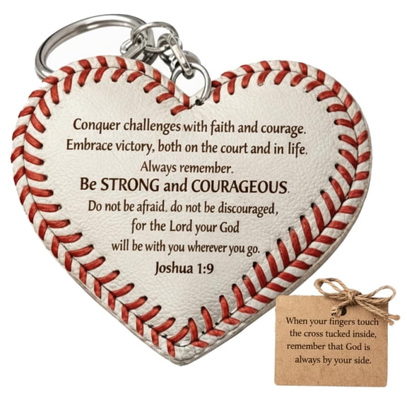 Rirozkan Baseball Keychain, Heart Shaped Charm, MLB Style Key Ring, Sports Fan Gift for Car Keys Backpack