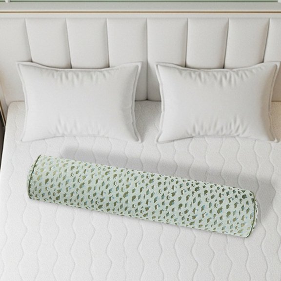 Rirozkan Bolster Pillow, 20in Leopard Print Long Cylinder Pillow, Ruffled Edge Neck Roll Support, Decorative Body Pillow for Couch, for Sleeping, Relaxing, Bed Decor