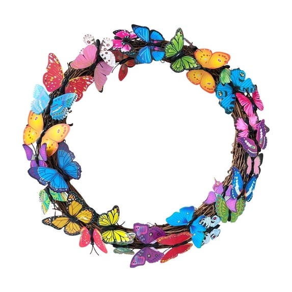 Rirozkan Butterfly Wreath, Artificial Flower Wreath, Spring Hanging Decor for Store Front, Restaurant, and Wall Display