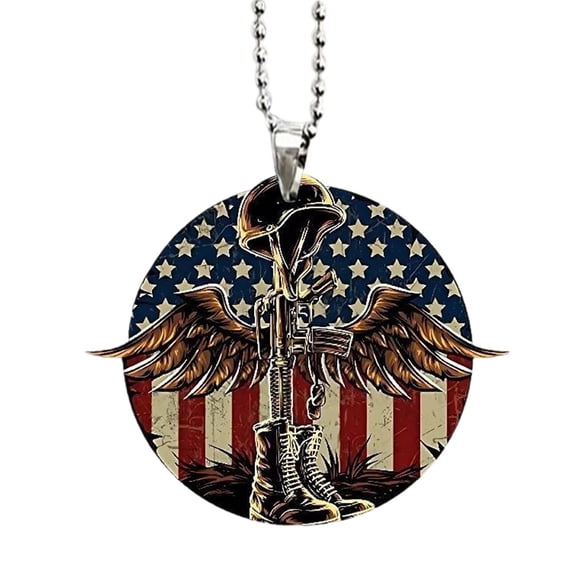 Rirozkan Car Interior Hanging Decor, Bald Eagle Flag Independence Day Acrylic Panel, 2 Piece For Auto Rearview Mirror