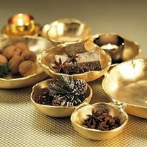 Rirozkan Cluster of 9 Round Serving Bowls, Interlocking Compartment Tray, Gold Colored Party Platter, Connectable Centerpiece Dish for Entertaining and Gatherings, Multicolor