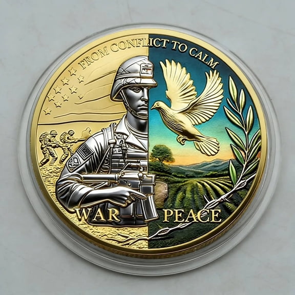 Rirozkan Commemorative Coin, Gold Plated Peace Memorial Challenge Coin, Collectible Medallion, Gift for History Buff, Pocket Token for War Veteran, Patriotic Souvenir Keepsake