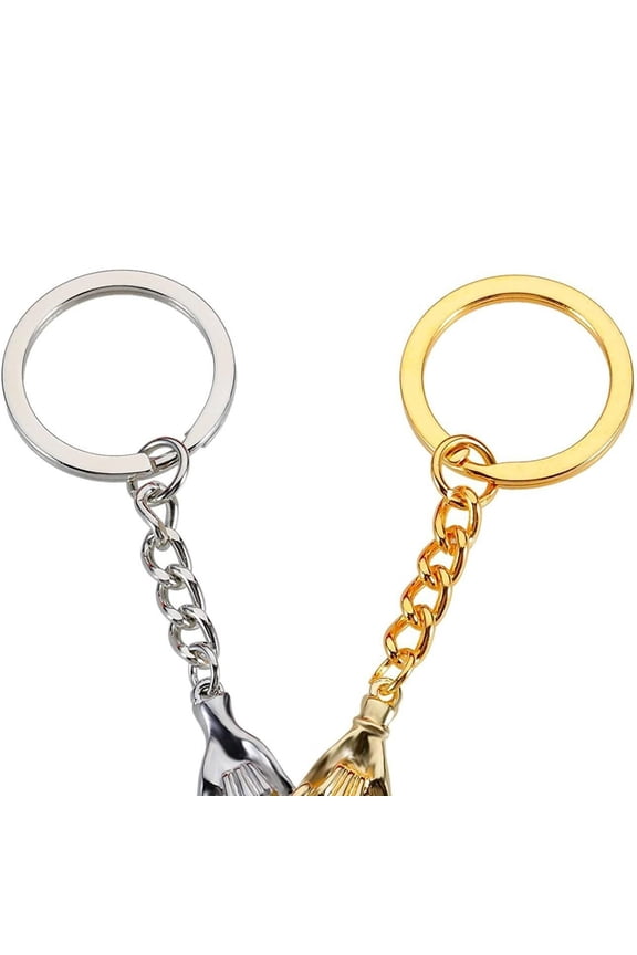 Couple Keychain, 2 Pack Hand in Hand Love Key Ring, Matching Set of Heart Keychains, Romantic Gift for Valentines Day, Small Gift for Partners Friends