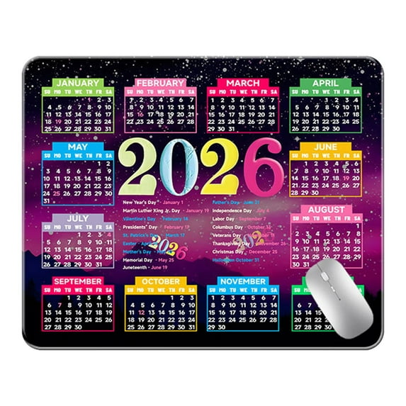 Rirozkan Desk Calendar Mat, 2026 Mouse Pad with Full Year Calendar, Non-Slip Office Desk Mat, Large Work Surface Protector for Computer Use, E