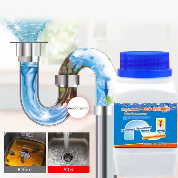 Rirozkan Drain Cleaner, 9 Oz Powerful Foaming Pipe Unblocker Powder, Fast Acting Sink and Toilet Clog Remover, for Kitchen and Bathroom Pipe Maintenance