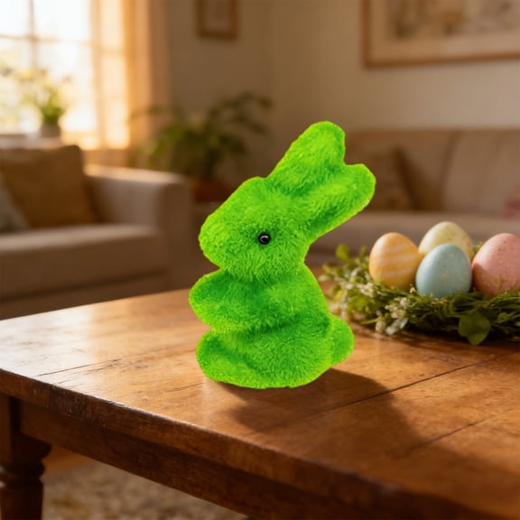 Rirozkan Easter Bunny Decor, Colorful Flocking Rabbit Statue, Foam Easter Party Ornament, Spring Wreath Decorations, for Spring and Easter Party Decorations